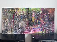 Full view of abstract painting on corrugated plastic