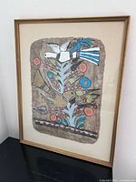 Framed Amate bark painting full view