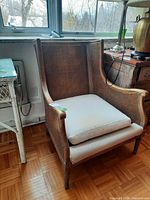 Front view of chair with cushions