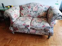 Front view of floral loveseat