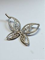Front view of sterling silver butterfly pendant