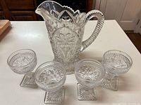 Pitcher and four goblets full view