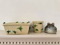 Front view of all three items on shelf