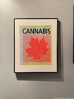 Framed silkscreen print on wall showing entire artwork