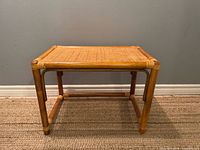 Front angle of bamboo rattan cane end table