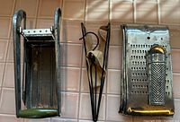 Villa potato chipper left, folding hanger center, flat grater with rasp right