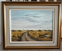 Front view of framed oil painting showing entire artwork and frame