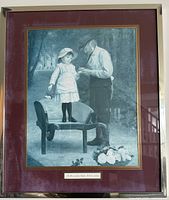 Overall view of framed print showing artwork, mat, plaque and frame