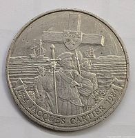 Reverse side with Jacques Cartier scene and dates