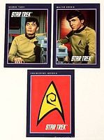 Fronts of all three Star Trek cards