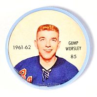 Front view of plastic hockey coin showing portrait and text