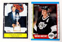 Fronts of both Wayne Gretzky hockey cards (Score 1991 Lady Byng Trophy, O-Pee-Chee 1989 L.A. Kings)
