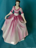 Front view of Royal Doulton Gloria figurine in pink and white gown