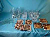 All glasses and coasters displayed