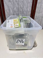 Lot overview in storage bin showing sealed cartridges