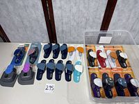 Overview of all Fiskars border punches on table and in bin