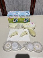 Overall lot showing two boxed cartridges, Mega Runner dispenser, two blister-card mini dispensers, two clear refills