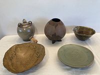 Group shot of all five pottery pieces