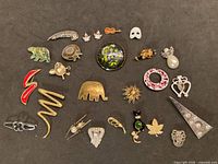 Full layout of all 25 brooches and pins