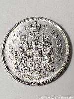 Full view of 1971 Canadian 50-cent coin reverse