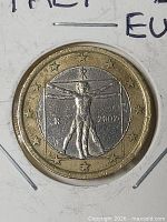 Obverse showing Vitruvian Man, Rome mint mark and 2002 date