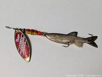 Full view of lure showing blade, beads, and minnow body