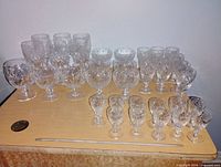 All 36 pieces on table showing front and side profiles