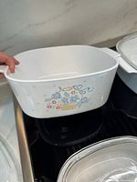 Rectangular casserole/baker showing pattern and shape