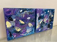 Front view of both 6x6 abstract acrylic canvases