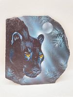 Front view of handpainted slate showing panther artwork