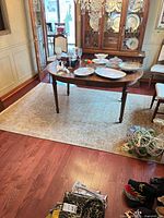 Full view of rug under table showing size and color