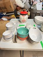 Group view of all dinnerware items on table