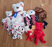 Group view of all national theme bears on floor