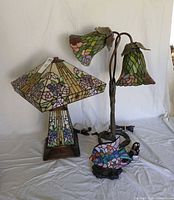 All three lamps grouped together showing sizes and styles