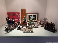 Full lot overview showing all collectibles on shelf