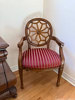 Front view of spider-back accent chair