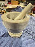 Mortar and pestle together showing overall form and color