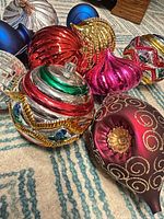 Group shot showing assorted colorful ornaments