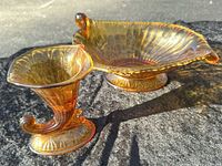 Cornucopia vase and leaf bowl together