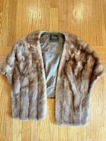 Front view of mink wrap showing overall style and label