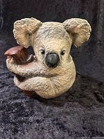 Full view of koala cookie jar with lid on