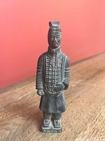 Front view showing full warrior detail, Chinese characters on base