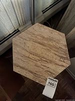 Top view showing hexagonal marble surface and veining