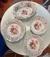 Group shot of all four reticulated Dresden Line pieces