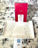 Front view of ornament box and ceramic plate