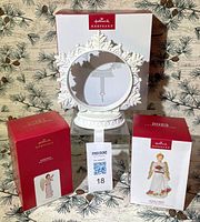 Front view of all three boxed Hallmark items