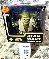 Front view of sealed Mashter Yoda Mr. Potato Head box showing figure and branding