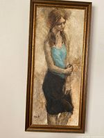 Frontal view of full painting showing subject, frame, signature