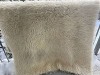 Full view of front pile showing cream/ivory wool shag texture