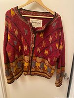 Front view of Romney Designs wool cardigan